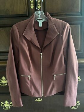 White House Black Market Jacket- Brick/Brown Zip-Front Blazer